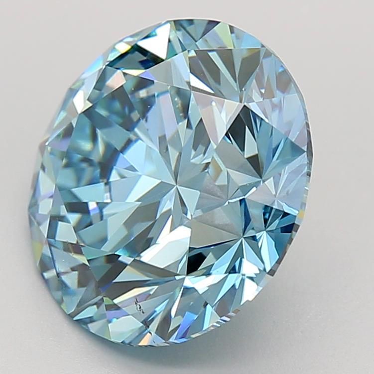 Lab-Grown ROUND Diamond - 5.02 Carat, Fancy Intense Greenish Blue Color, VS2 Clarity | Sustainable Luxury, Dazzling Brilliance | IGI | Certified LG22130102