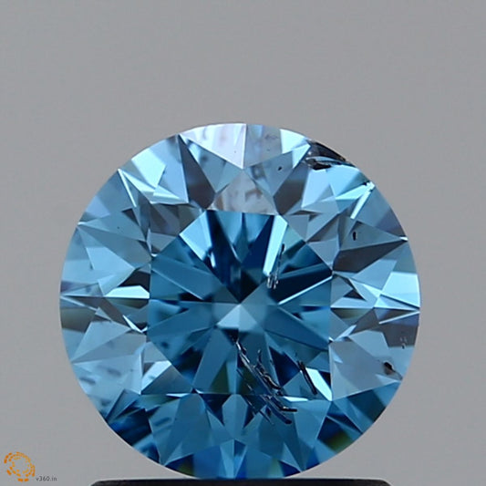 Lab-Grown ROUND Diamond - 1.12 Carat, Fancy Vivid Greenish Blue Color, I1 Clarity | Sustainable Luxury, Dazzling Brilliance | IGI | Certified LG_314814128