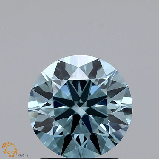 Lab-Grown ROUND Diamond - 1.28 Carat, Fancy Greenish Blue Color, VS1 Clarity | Sustainable Luxury, Dazzling Brilliance | IGI | Certified LG371903153