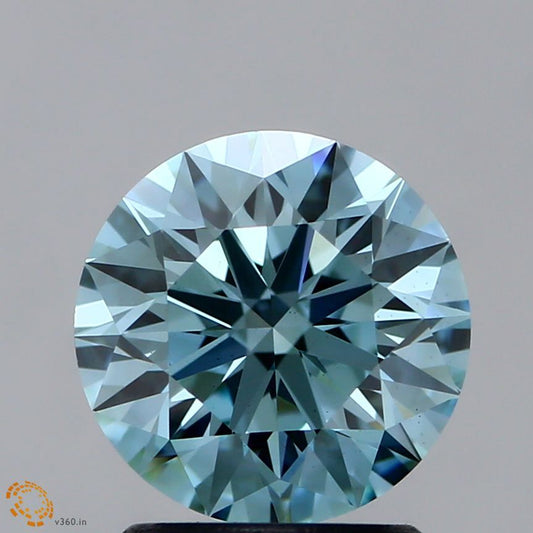 Lab-Grown ROUND Diamond - 1.56 Carat, Fancy Intense Blueish Green Color, VVS1 Clarity | Sustainable Luxury, Dazzling Brilliance | IGI | Certified LG355947658