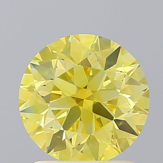 Lab-Grown ROUND Diamond - 1.31 Carat, Fancy Vivid Yellow Color, IF Clarity | Sustainable Luxury, Dazzling Brilliance | IGI | Certified LG605357619