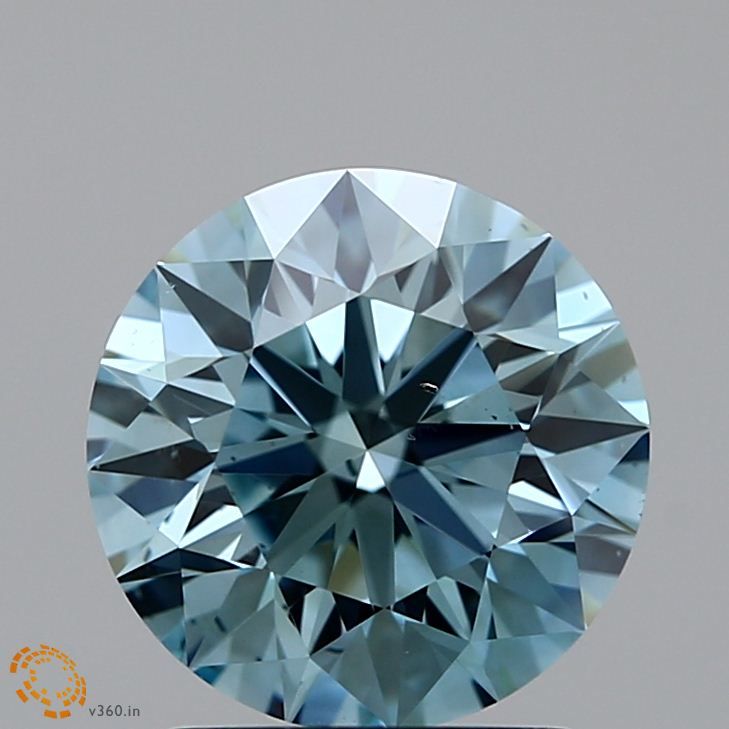 Lab-Grown ROUND Diamond - 1.63 Carat, Fancy Intense Blueish Green Color, SI1 Clarity | Sustainable Luxury, Dazzling Brilliance | IGI | Certified LG355947657