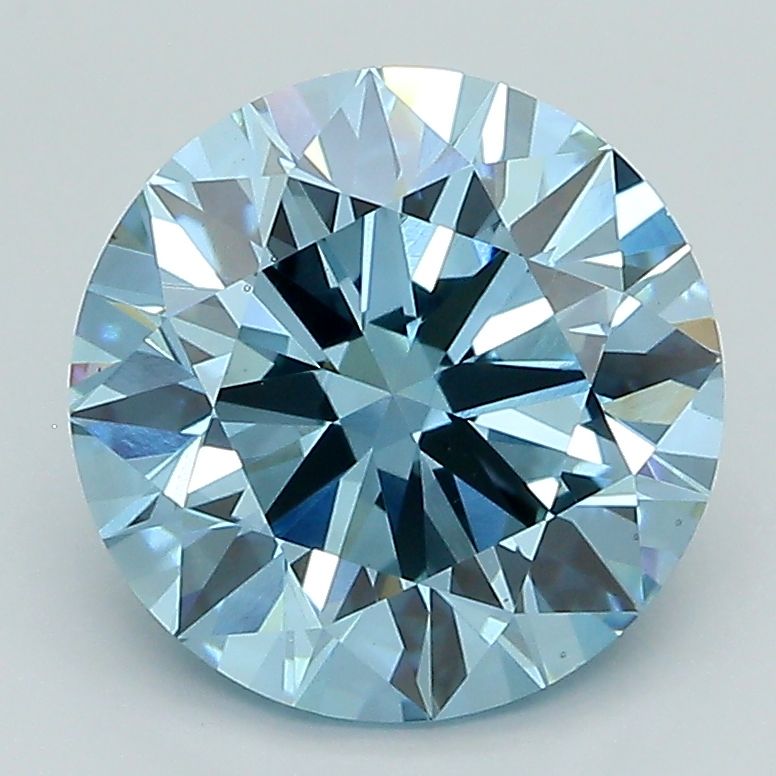 Lab-Grown ROUND Diamond - 3 Carat, Fancy Vivid Blue Color, VS2 Clarity | Sustainable Luxury, Dazzling Brilliance | IGI | Certified LG625412522