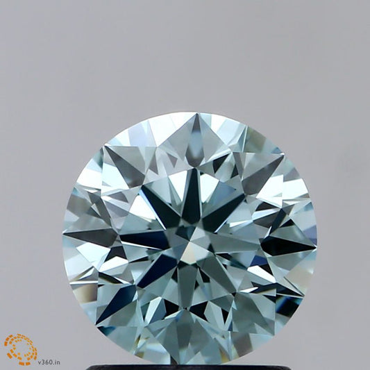 Lab-Grown ROUND Diamond - 1.24 Carat, Fancy Light Greenish Blue Color, VVS1 Clarity | Sustainable Luxury, Dazzling Brilliance | IGI | Certified LG371903789