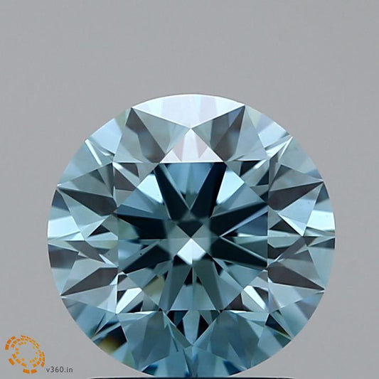 Lab-Grown ROUND Diamond - 1.54 Carat, Fancy Intense Greenish Blue Color, VVS1 Clarity | Sustainable Luxury, Dazzling Brilliance | IGI | Certified LG355947654