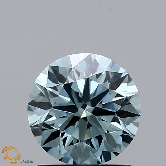 Lab-Grown ROUND Diamond - 1.03 Carat, Fancy Greenish Blue Color, VVS2 Clarity | Sustainable Luxury, Dazzling Brilliance | IGI | Certified LG371903124