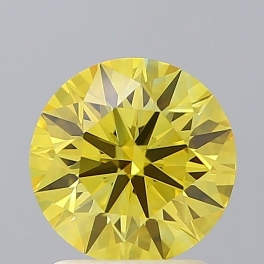 Lab-Grown ROUND Diamond - 1.55 Carat, Fancy Vivid Yellow Color, VVS2 Clarity | Sustainable Luxury, Dazzling Brilliance | IGI | Certified LG606329379