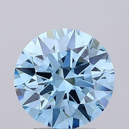 Lab-Grown ROUND Diamond - 3.15 Carat, Fancy Vivid Blue Color, VS2 Clarity | Sustainable Luxury, Dazzling Brilliance | IGI | Certified LG581309889