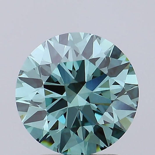 Lab-Grown ROUND Diamond - 2.27 Carat, Fancy Vivid Green Blue Color, VVS2 Clarity | Sustainable Luxury, Dazzling Brilliance | IGI | Certified LG625438982