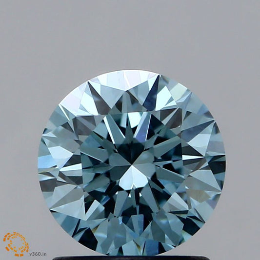 Lab-Grown ROUND Diamond - 1.08 Carat, Fancy Greenish Blue Color, VS1 Clarity | Sustainable Luxury, Dazzling Brilliance | IGI | Certified LG10989418