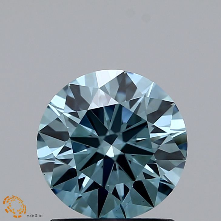 Lab-Grown ROUND Diamond - 1.07 Carat, Fancy Greenish Blue Color, VS2 Clarity | Sustainable Luxury, Dazzling Brilliance | IGI | Certified LG371903134