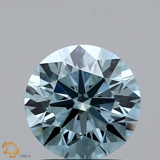 Lab-Grown ROUND Diamond - 1.33 Carat, Fancy Light Greenish Blue Color, VVS2 Clarity | Sustainable Luxury, Dazzling Brilliance | IGI | Certified LG371903787