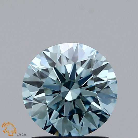 Lab-Grown ROUND Diamond - 1.16 Carat, Fancy Greenish Blue Color, VS2 Clarity | Sustainable Luxury, Dazzling Brilliance | IGI | Certified LG371903126