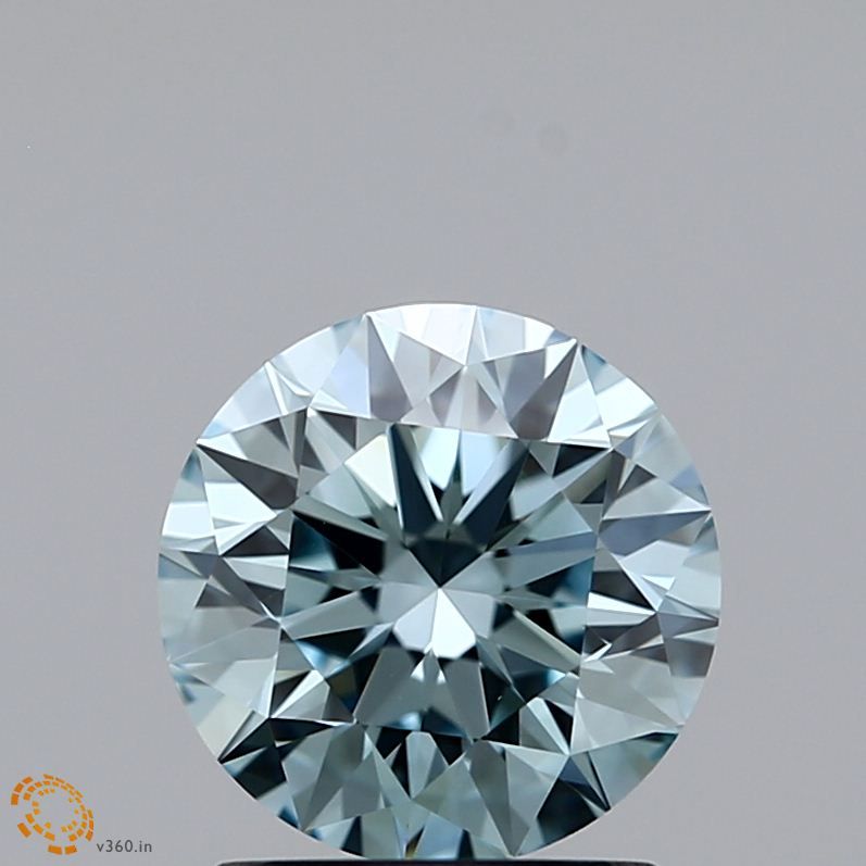 Lab-Grown ROUND Diamond - 1.28 Carat, Fancy Light Greenish Blue Color, VS1 Clarity | Sustainable Luxury, Dazzling Brilliance | IGI | Certified LG371903150