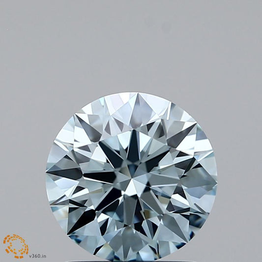 Lab-Grown ROUND Diamond - 1.28 Carat, Fancy Light Greenish Blue Color, VS1 Clarity | Sustainable Luxury, Dazzling Brilliance | IGI | Certified LG371900476