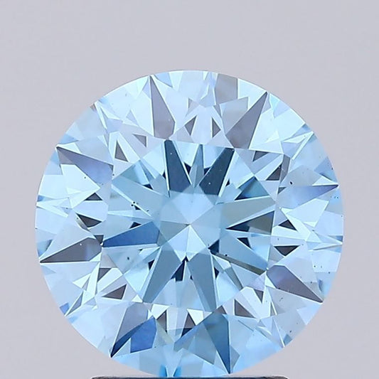 Lab-Grown ROUND Diamond - 2.81 Carat, Fancy Vivid Blue Color, VS2 Clarity | Sustainable Luxury, Dazzling Brilliance | IGI | Certified LG618440120