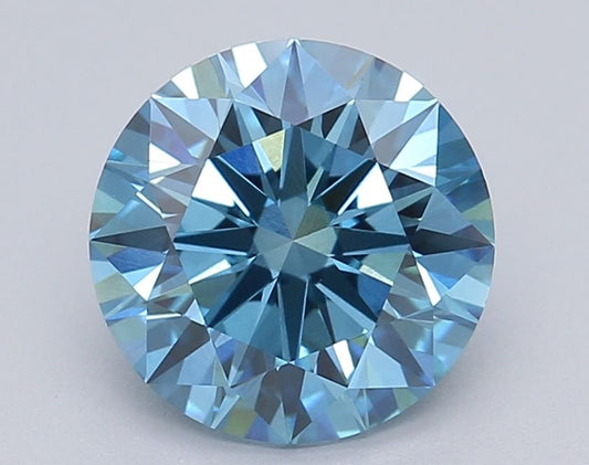 Lab-Grown ROUND Diamond - 2.03 Carat, Fancy Vivid Blue Color, VVS2 Clarity | Sustainable Luxury, Dazzling Brilliance | IGI | Certified LG611390190