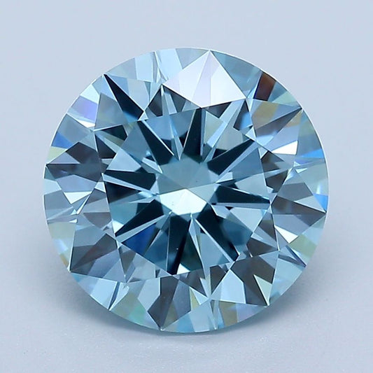 Lab-Grown ROUND Diamond - 3.11 Carat, Fancy Vivid Blue Color, VVS2 Clarity | Sustainable Luxury, Dazzling Brilliance | IGI | Certified LG598387643