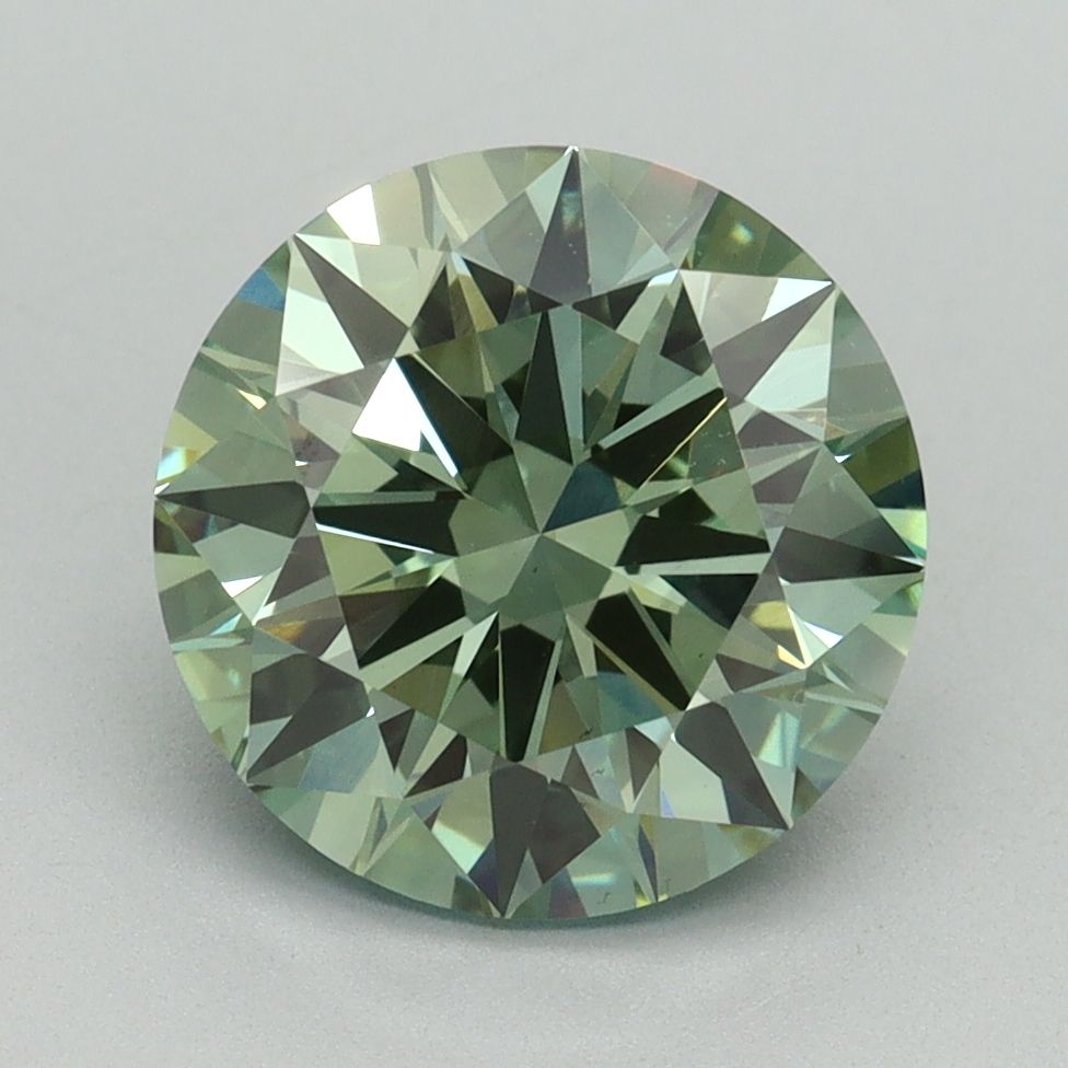 Lab-Grown ROUND Diamond - 3.17 Carat, Fancy Vivid Green Color, VS1 Clarity | Sustainable Luxury, Dazzling Brilliance | IGI | Certified LG644444473