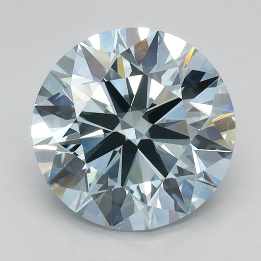 Lab-Grown ROUND Diamond - 2.17 Carat, Fancy Intense Green Blue Color, VVS2 Clarity | Sustainable Luxury, Dazzling Brilliance | IGI | Certified LG591360117