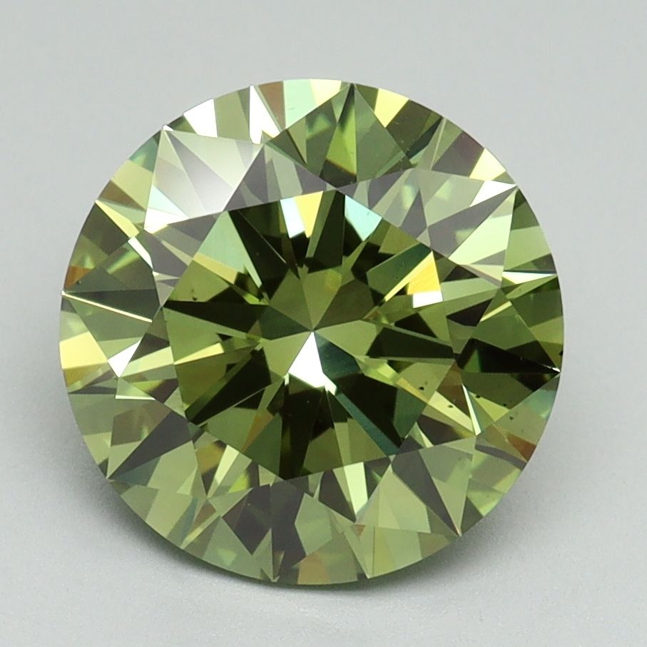 Lab-Grown ROUND Diamond - 3.08 Carat, Fancy Vivid Green Color, VS2 Clarity | Sustainable Luxury, Dazzling Brilliance | IGI | Certified LG645462718