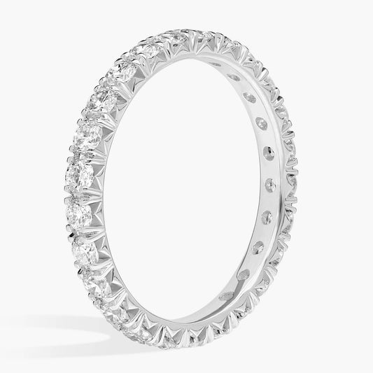 Lab Grown French Pavé Eternity Ring In 14K White Gold (LD1033) (1.CTW)