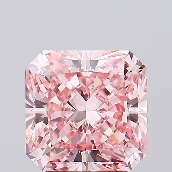 Lab-Grown SQUARE RADIANT Diamond - 3.01 Carat, Fancy Vivid Pink Color, VVS2 Clarity | Sustainable Luxury, Dazzling Brilliance | NONE | Certified sahajdiamHG-2