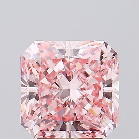 Lab-Grown SQUARE RADIANT Diamond - 3.01 Carat, Fancy Vivid Pink Color, VVS2 Clarity | Sustainable Luxury, Dazzling Brilliance | NONE | Certified sahajdiamHG-2