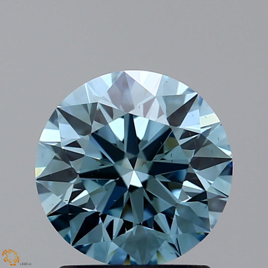 Lab-Grown ROUND Diamond - 1.37 Carat, Fancy Blue Color, SI1 Clarity | Sustainable Luxury, Dazzling Brilliance | IGI | Certified LG10989808