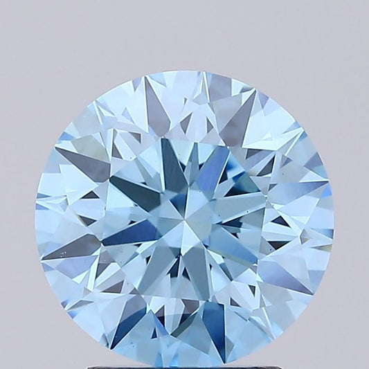 Lab-Grown ROUND Diamond - 2.6 Carat, Fancy Vivid Blue Color, VS1 Clarity | Sustainable Luxury, Dazzling Brilliance | IGI | Certified LG618440119