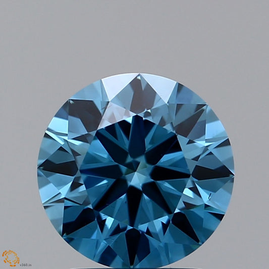 Lab-Grown ROUND Diamond - 1.77 Carat, Fancy Vivid Greenish Blue Color, VS2 Clarity | Sustainable Luxury, Dazzling Brilliance | IGI | Certified LG341805397