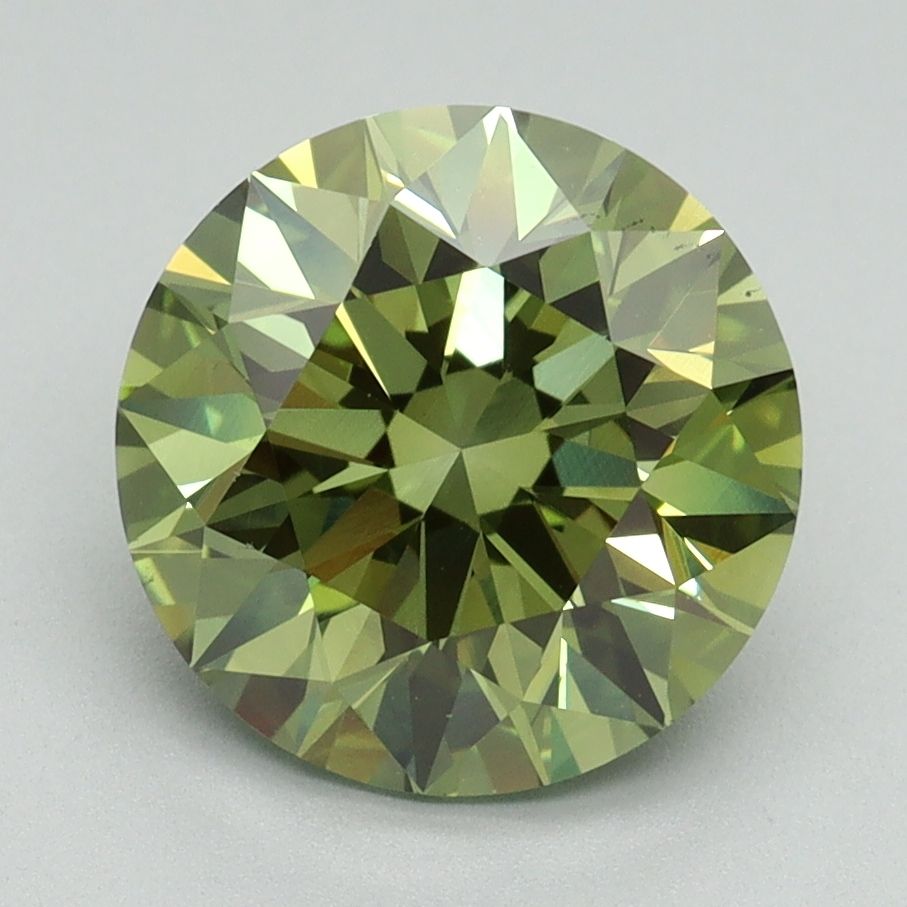 Lab-Grown ROUND Diamond - 3.02 Carat, Fancy Vivid Green Color, VS2 Clarity | Sustainable Luxury, Dazzling Brilliance | IGI | Certified LG645462759