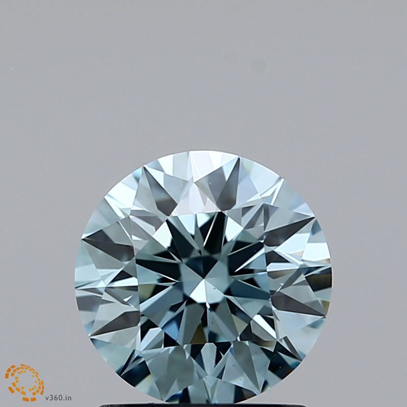 Lab-Grown ROUND Diamond - 1.13 Carat, Fancy Greenish Blue Color, VS2 Clarity | Sustainable Luxury, Dazzling Brilliance | IGI | Certified LG371903137