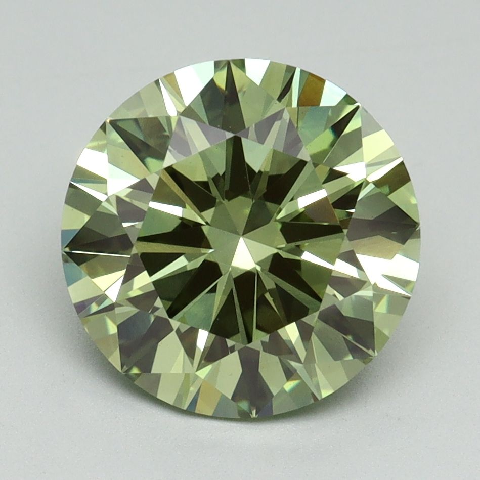 Lab-Grown ROUND Diamond - 3.11 Carat, Fancy Vivid Green Color, VVS2 Clarity | Sustainable Luxury, Dazzling Brilliance | IGI | Certified LG638466269