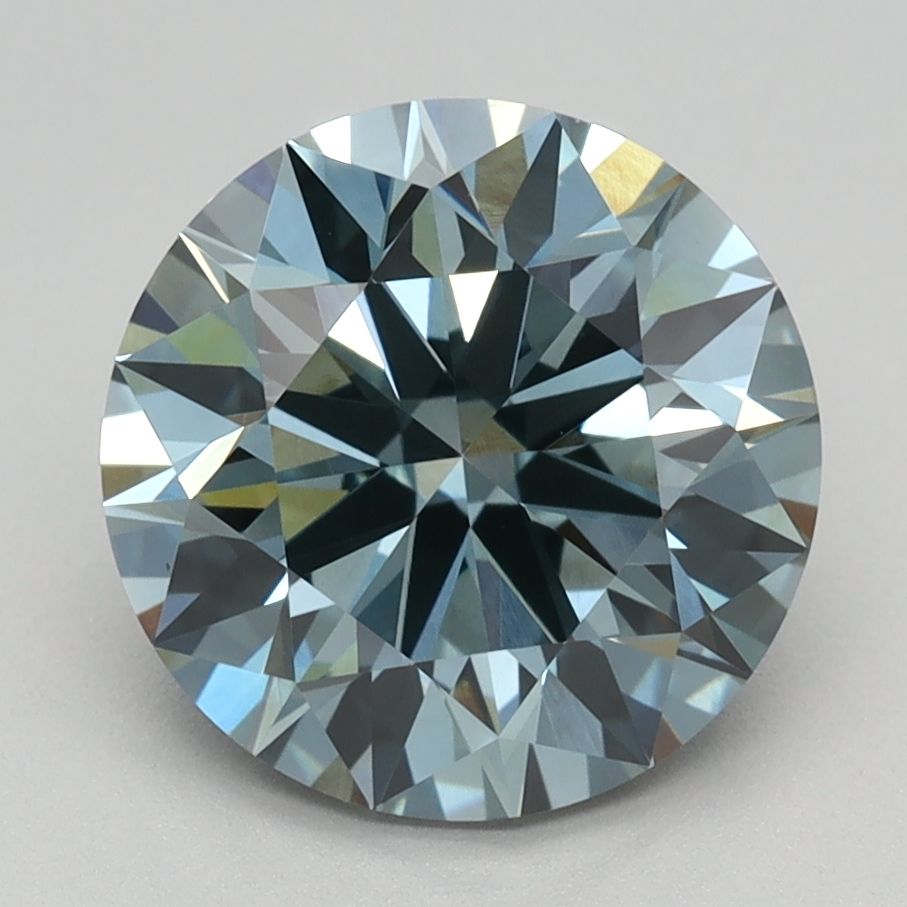 Lab-Grown ROUND Diamond - 2.55 Carat, Fancy Intense Green Blue Color, VS1 Clarity | Sustainable Luxury, Dazzling Brilliance | IGI | Certified LG591360112