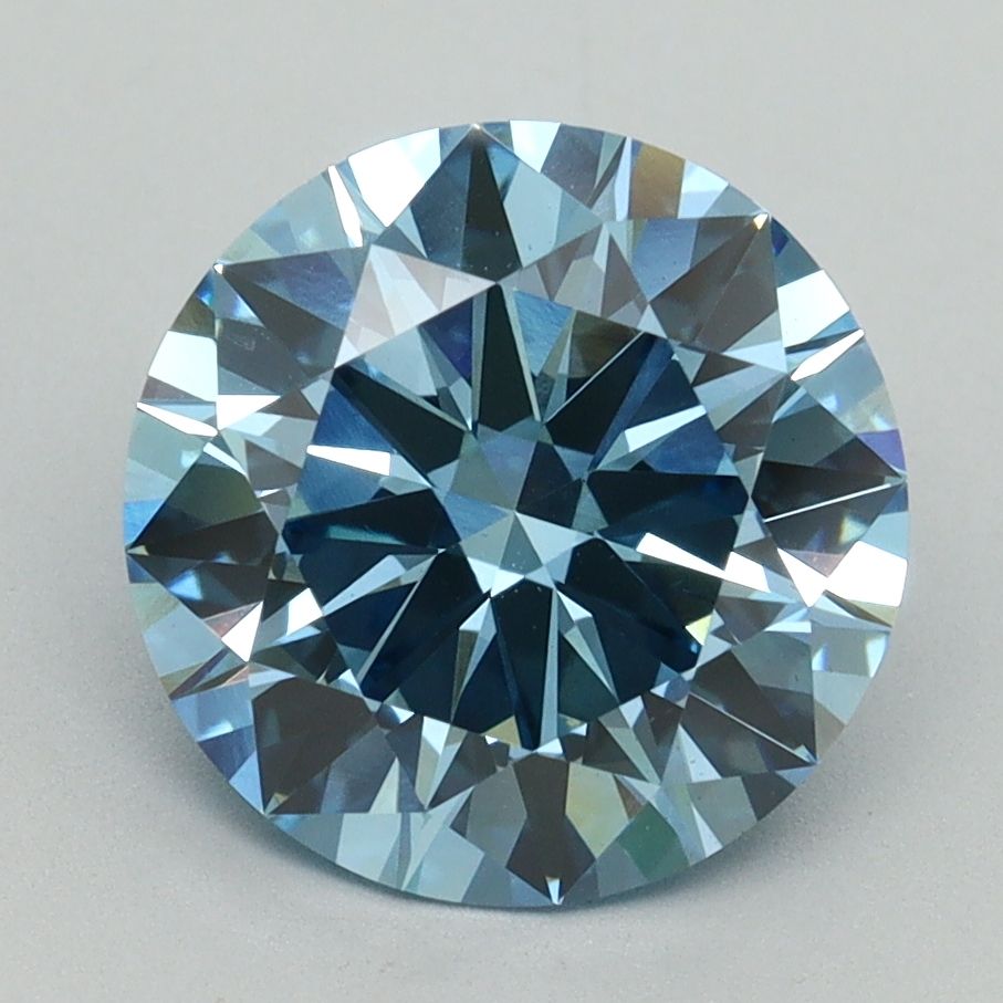 Lab-Grown ROUND Diamond - 3.01 Carat, Fancy Vivid Blue Color, VS2 Clarity | Sustainable Luxury, Dazzling Brilliance | IGI | Certified LG645458852