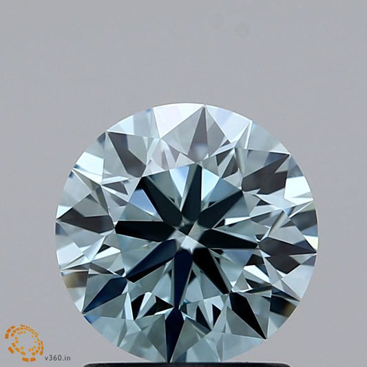 Lab-Grown ROUND Diamond - 1.29 Carat, Fancy Light Greenish Blue Color, VS1 Clarity | Sustainable Luxury, Dazzling Brilliance | IGI | Certified LG371903146