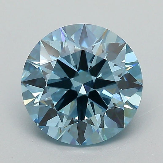 Lab-Grown ROUND Diamond - 2.05 Carat, Fancy Vivid Blue Color, VS1 Clarity | Sustainable Luxury, Dazzling Brilliance | IGI | Certified LG626416528