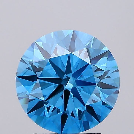 Lab-Grown ROUND Diamond - 3.02 Carat, Fancy Vivid Blue Color, VS2 Clarity | Sustainable Luxury, Dazzling Brilliance | IGI | Certified LG578341425