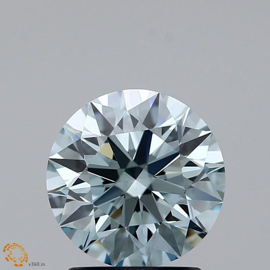 Lab-Grown ROUND Diamond - 1.57 Carat, Fancy Light Greenish Blue Color, VVS2 Clarity | Sustainable Luxury, Dazzling Brilliance | IGI | Certified LG371900485